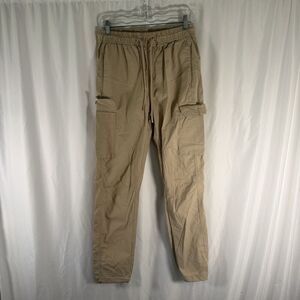 CSG Tactical Joggers Men's Medium Beige Drawstring Cargo Snap Pockets